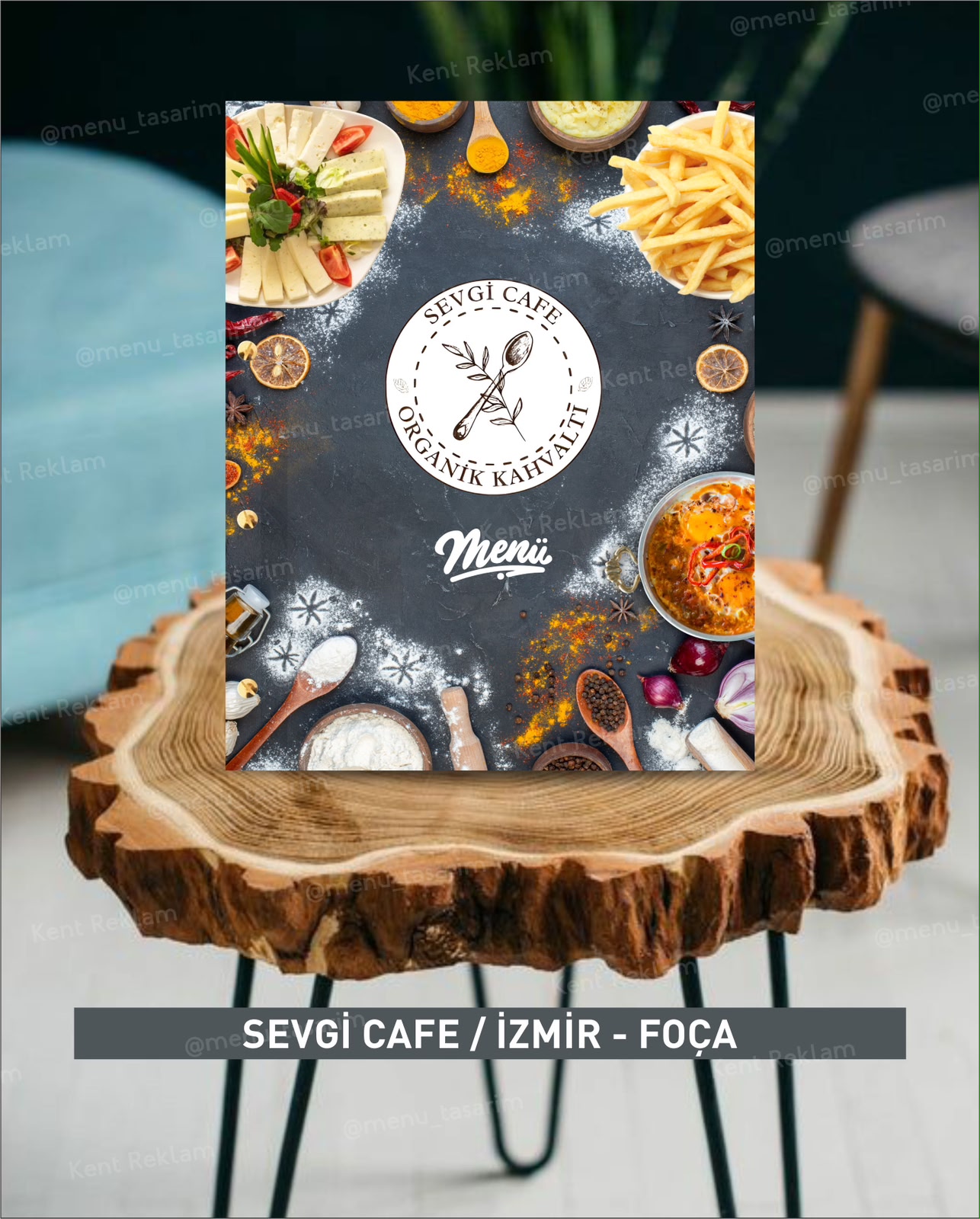 Sevgi Cafe Foça kurumsal restoran cafe menü tasarımı ve baskısı